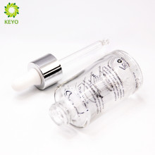 Cosmetic container cylindrical clear essential oil dropper aluminium caps for glass bottles